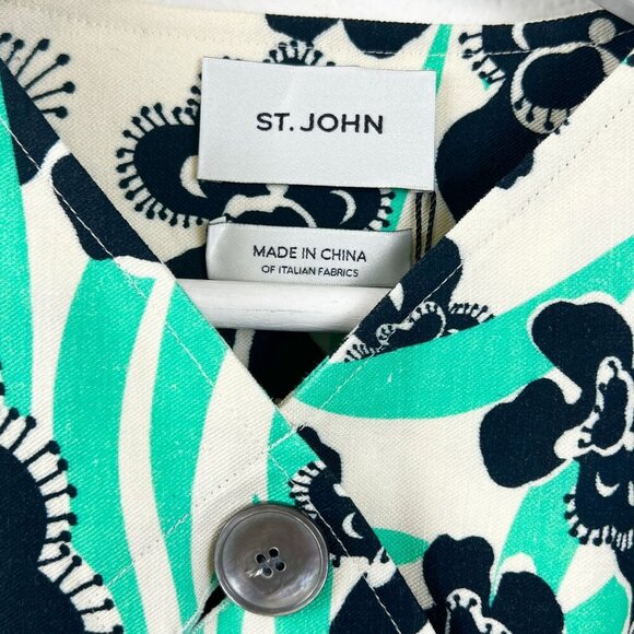 NWT ST. JOHN Orchid Fever Print Twill Belted Midi Dress Size US 2 - Picture 10 of 13